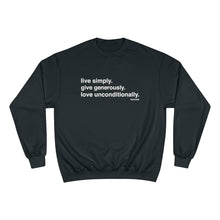 Load image into Gallery viewer, Premium Live. Give. Love. Champion Sweatshirt (24 Meals)