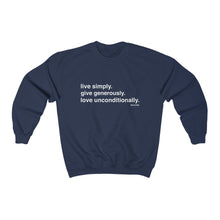 Load image into Gallery viewer, Live. Give. Love. Unisex Sweatshirt (24 Meals)