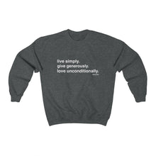 Load image into Gallery viewer, Live. Give. Love. Unisex Sweatshirt (24 Meals)