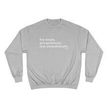 Load image into Gallery viewer, Premium Live. Give. Love. Champion Sweatshirt (24 Meals)