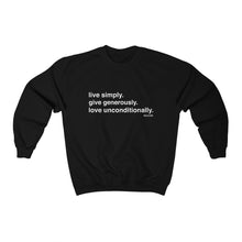 Load image into Gallery viewer, Live. Give. Love. Unisex Sweatshirt (24 Meals)