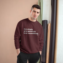 Load image into Gallery viewer, Premium Live. Give. Love. Champion Sweatshirt (24 Meals)