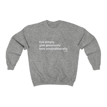 Load image into Gallery viewer, Live. Give. Love. Unisex Sweatshirt (24 Meals)
