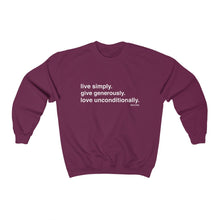 Load image into Gallery viewer, Live. Give. Love. Unisex Sweatshirt (24 Meals)