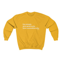 Load image into Gallery viewer, Live. Give. Love. Unisex Sweatshirt (24 Meals)